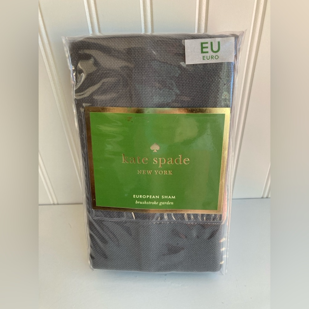 Kate Spade Brush Garden Euro Sham Charcoal/White NIP